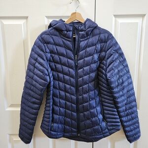 Marmot Womens L Navy Puffer Jacket with Hood